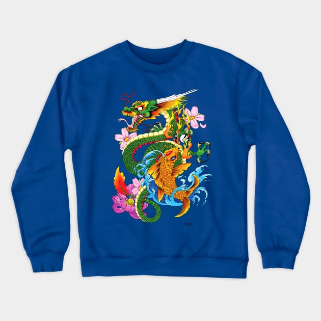 Dragon & Koi Crewneck Sweatshirt by tigressdragon